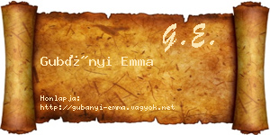 Gubányi Emma névjegykártya